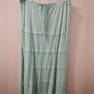 Lapis Light Green Tiered Maxi Skirt